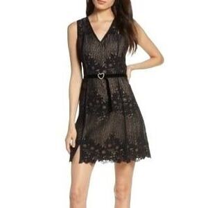 Anthropologie Foxie Dox Womens Dress Black L Asha Embroidered Lace A-Line New